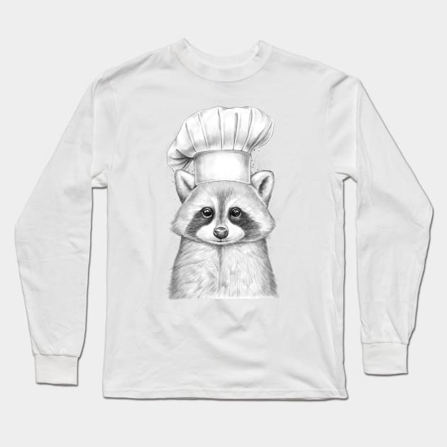 Raccoon cook Long Sleeve T-Shirt by NikKor